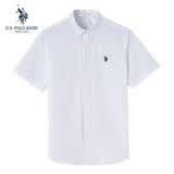 U.S. POLO ASSN.短袖衬衫男夏季纯棉商务休闲宽松免烫男士上衣衬衣白色4XL