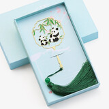 小雕匠中国风礼物送闺蜜古典团扇金属黄铜书签纪念品小清新教师节学生中高考毕业礼品定制创意情人节礼物 软萌熊猫-流苏-礼盒装