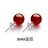 奥莱依红色天然玛瑙925银耳钉女本命马年饰品珠宝生日2026生日礼物 红玛瑙约8MM，黄豆般大小