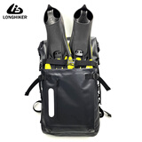 LONGHIKER潜水脚蹼包户外防水包登山游泳漂流溯溪包钓鱼路亚包多功能背包插杆 黑色脚蹼包30L