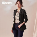 ROEYSHOUSE罗衣知性纯色OL西装外套女装秋装新款修身职业西服01687 黑色 S