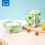 乐扣乐扣（LOCK&LOCK）厨房玻璃饭盒套装玻璃便当盒可微波绿色3件套300ML*2+500ML*1