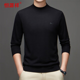 恒源祥可机洗羊毛衫男士秋冬薄款毛衣针织衫打底衫 黑色 170