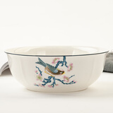 金岚玉唐山骨瓷家用9英寸大汤碗酒店餐具大号沙拉碗金鼎大碗陶瓷汤碗 青雀之喜-9英寸金鼎碗