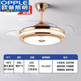欧普（OPPLE）变频静音风扇灯led隐形吊扇灯一体客厅灯家用餐厅吊扇灯客厅房间 电眼金 48寸小爱语音变频三色
