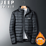 JEEP SPIRIT吉普轻薄羽绒服男冬季男士保暖外套超轻休闲立领防寒服 黑色 XL