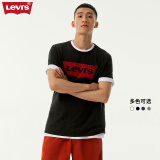 Levi's【全新升级】李维斯新版情侣同款短袖T恤logo印花 黑色0001 M