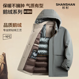 SHANSHAN杉杉【可脱卸帽鹅绒】羽绒服男秋冬新款厚款商务休闲上衣保暖男士 灰色 L (175) /175