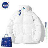 NASA LIKE官方棉服男冬季纯色休闲男士棉衣加厚保暖羽休闲绒服外套面包服袄 白色 XL（建议130-146斤）