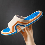 简慕菲（Jianmufei）拖鞋男外穿2024新款夏季男士一字拖休闲防滑厚底沙滩凉拖鞋男户外 米色 38/39码