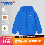 Skechers斯凯奇小暖宝羽绒服男童女童外套石墨烯蓄热保暖冬装P424K076 公主蓝/007G 120cm