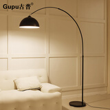 古普（Gupu）北欧极简轻奢客厅沙发艺术氛围卧室床头阅读LED钓鱼落地灯 大号黑色款+15W 三档黄光
