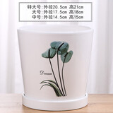 裕轩堂陶瓷花盆绿萝欧式简约高款家用桌面室内客厅阳台带托盘兰花虎皮兰 60354 特大