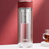 膳魔师（THERMOS）双层玻璃杯TCGB-400带茶漏泡茶杯TCGE-300商务办公茶壶TCGA-400 TCGA-400DR红色（附杯套） 400ml
