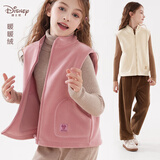 迪士尼女童马甲秋冬儿童加绒厚坎肩上衣中大童背心 3DS080山茶粉 130 