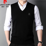 皮尔卡丹羊毛衫男纯羊毛背心秋冬季加厚v领马甲针织坎肩中青年毛衣打底衫
