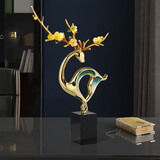 尊奈尔高级艺术摆件轻奢礼物现代客厅大件工艺品装饰品玄关时尚礼物 一鹿领先-大号绿色