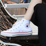 匡威（Converse）官方All Star经典帆布男女高帮休闲运动鞋白色101009 101009/白色 43