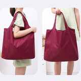 瑞飘 牛津布料可折叠购物袋超市便携式手提袋子大容量买菜包兜 酒红色（荷叶原理防水）