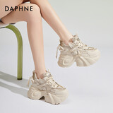 达芙妮老爹鞋女款厚底内增高小个子时尚ins潮松糕鞋运动休闲鞋 杏色 36 