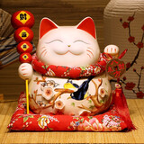 吉善缘 招财猫摆件存钱罐 家居客厅酒柜公司店铺装饰品开业乔迁工艺礼品 10寸 财源广进(喜鹊糖葫芦款)