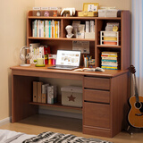 立太（LEADTEK）实木书桌学习桌电脑桌书柜书架一体家用小户型转角桌学生写字桌子 儿童成人通用+120cm深胡桃色