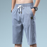 真维斯（Jeanswest）短裤男夏季薄款天丝潮流宽松透气运动中裤子男生冰丝休闲七分裤男 浅蓝 L