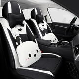 迈梵瑞汽车坐垫四季通用座椅套全包围座垫亚麻卡通女款专用可爱座套坐套 曜石黑5座豪华版 大众迈腾速腾CC高尔夫探歌途观L