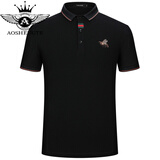 奥圣特（AOSHENGTE）高端polo衫男夏季潮流商务休闲男士翻领短袖小蜜蜂刺绣保罗体恤衫 X2019黑色 L 170（120-135斤）