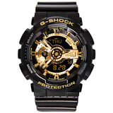 卡西欧（CASIO）男表G-SHOCK运动手表学生多功能电子表双显防水防震大表盘石英表 炫酷黑金GA-110GB-1A