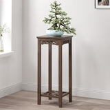 花架子客厅落地式置物装饰花盆架室内边角花几阳台盆景支架竹木质 胡桃色75高中号花台