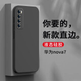 狄圖（DITU）狄圖 华为nova7手机壳华为nova7保护套全包镜头防摔直边液态硅胶壳个性男女款 【石墨黑】+品牌贴膜