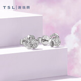 谢瑞麟（TSL）18K金钻石耳钉优雅马蹄莲群镶钻石耳饰BB019(63237)