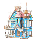 玩控3d立体拼图 木质桥梁模型手工木制品拼装diy微缩房子建筑拼插玩具 彩色大城堡