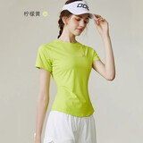 悦步跑步运动套装女健身服晨跑速干衣套装羽毛球服网球服夏季运动T恤  柠檬黄短袖 L【建议105-120斤】