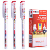 晨光（M&G） 中性水笔可爱款米菲兔0.38mm芯全针管学生用小清新透明中小学生签字笔MF2018 红色12支/盒