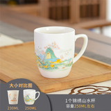 集雅斯家用陶瓷茶杯待客水杯套装客厅带把手杯子泡茶喝水青花瓷陶瓷杯 1个锦绣山水杯 无