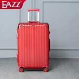 EAZZ【升级防刮】行李箱铝框拉杆箱旅行箱男女学生密码箱登机箱皮箱子 【升级一体铝框】婚庆大红 24英寸 =1-4天中短途