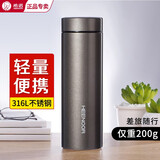 希诺（heenoor）保温杯十大品牌男316不锈钢轻量便携水杯车载高档商务办公茶杯 中闪银灰- 480ml