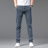 Prato Lee牛仔裤男修身直筒裤男潮流加绒裤男士弹力休闲秋冬季款裤子加厚款 1951锐蓝色 33