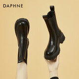 达芙妮厚底短靴女靴马丁靴烟筒靴中筒切尔西靴4622607063黑色（加绒）40