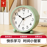 北极星（POLARIS）简约小闹钟学生用时钟儿童卡通闹铃钟表带夜灯大数字闹表起床神器 抹茶绿（直径11厘米）