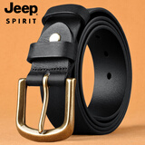 JEEP SPIRIT吉普皮带男士头层牛皮商务腰带针扣复古送男友老公生日礼物礼盒