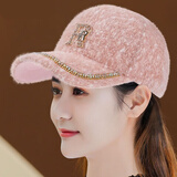 抖芊 帽子女士秋冬季新款棒球帽女洋气减龄鸭舌帽女冬天减龄保暖 粉色