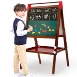 七巧板 TANGRAM实木儿童画板双面磁性小黑板支架式家用教学小学生宝宝画画写字板 T16单色新款 标准无尘礼包+5米画纸