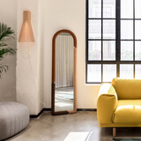 尖叫设计 原创云影全身镜 北欧现代简约落地穿衣镜家用软包卧室创意试衣镜 暖棕红【现货现发】