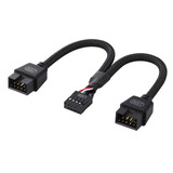尘土 电脑主板USB扩展线USB9针一分二电源线 Y型 一拖二 9PIN转双9PIN 带芯片支持多接口主板USB扩展线 电脑主板 USB扩展线 15CM
