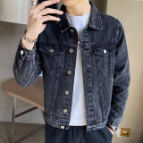 真维斯（Jeanswest）男士牛仔外套春夏新款复古帅气韩版夹克男装休闲春夏款潮流牛仔衣 950-黑灰色 M