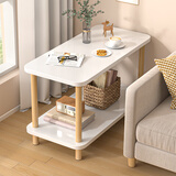 富禾边桌茶几沙发边几床头书桌简约实木腿小茶桌客厅卧室家用小桌子 暖白色80*40*53cm