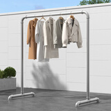 木樽加粗钢管晾衣架落地阳台室外晾衣杆室内卧室挂衣架收纳晒衣服架子 【加粗钢管】高1.5米 长1.2米